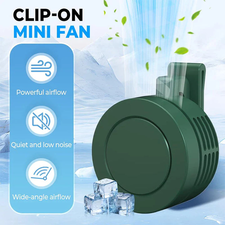 Luvikno | BreezeClip Mini Vifte | USB Oppladbar & Stillegående | Uten Rotorblader | For å Klype på Skjorte, Belte eller Nakke