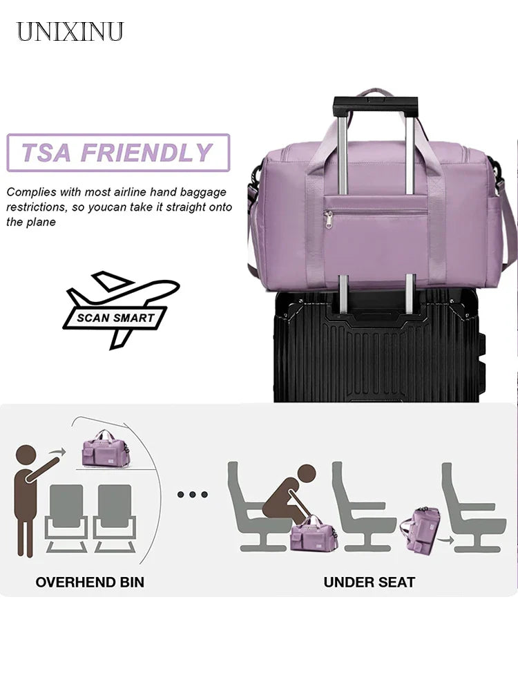 Luvikno | Viontera Reisekoffert Damer | 35L Helgveske med Skorom | Vanntett & Flygodbefalt | Sport & Trening Bag