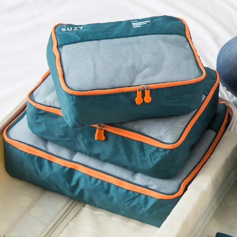 Luvikno | Packavio Reiseorganiser Sett 7-delt | Koffertposer for Klær & Sko | Plassbesparende & Vannavvisende
