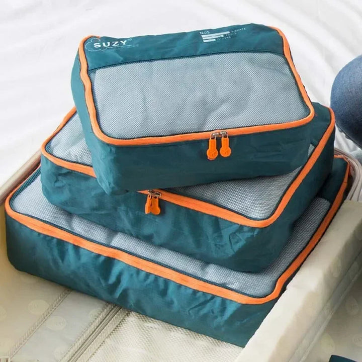 Luvikno | Packavio Reiseorganiser Sett 7-delt | Koffertposer for Klær & Sko | Plassbesparende & Vannavvisende
