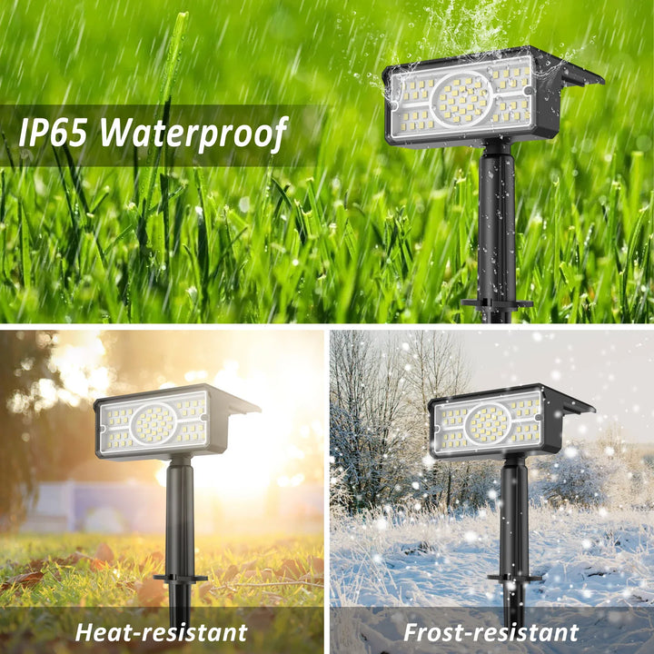 Luvikno | Solara LED Solarspotlight | 4 Lyskilder | 49 LED-er | IP65 Vanntett | Energisparende med Solcellepanel