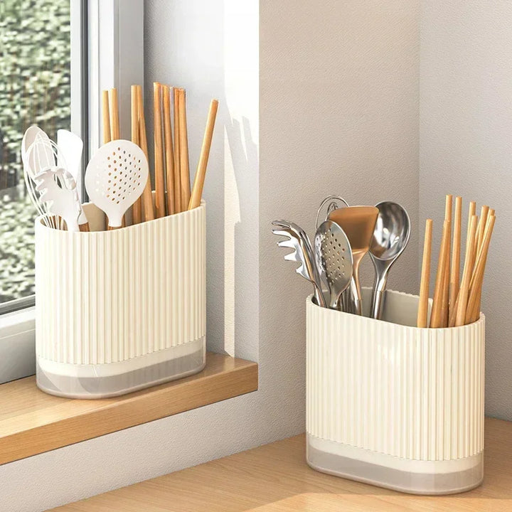 Luvikno | Bestikkorganisator Duo | Veggmonterbar bestikkholder | Ingen boring | Dreneringsfunksjon | 16.5 × 8.5 × 12.5 cm