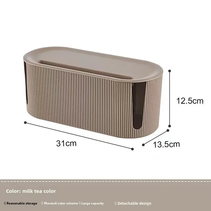 Luvikno | Kabelux Kabelboks med lokk | 32×13×12 cm | Stikkontakt & Lading Kabel Organizer | Støvbeskyttelse for Strømforsyninger & Rutere