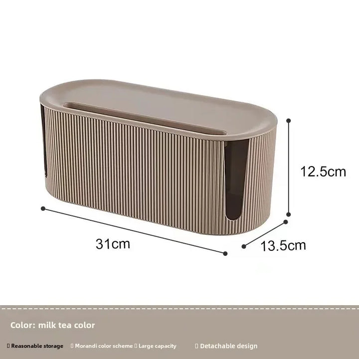 Luvikno | Kabelux Kabelboks med lokk | 32×13×12 cm | Stikkontakt & Lading Kabel Organizer | Støvbeskyttelse for Strømforsyninger & Rutere