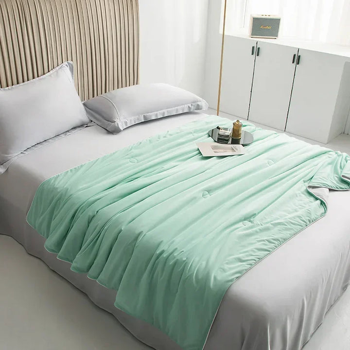 Air Condition Sommer Komforter — Ren Farge Is Silke Kjøleteppe, Lett & Glatt Twin/King Størrelse Quilt | Luvikno