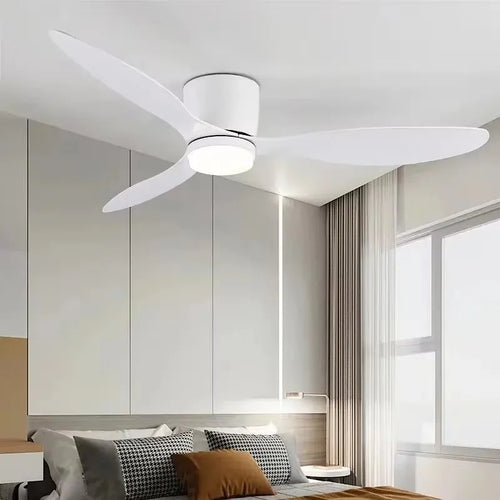 42/52 Tommers Takvifter med LED Lys - 3 Farger, 6 Hastigheter DC Motor, Fjernkontroll, Lave Gulvdekorative Vifter med Belysning | Luvikno