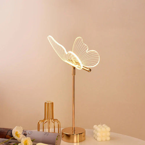 Butterfly LED Bordlampe i Retro Design - Dekorativ Skrivebordslampe for Stue, Soverom & Kontor | Luvikno