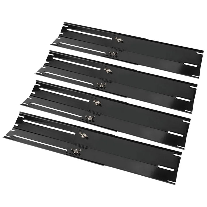 Luvikno | Grill skjold Justerbart varmebeskyttelse for gassgriller | Erstatnings termiske plater laget av emalje | 2/4 par sett | Universelt justerbart 30–56 cm