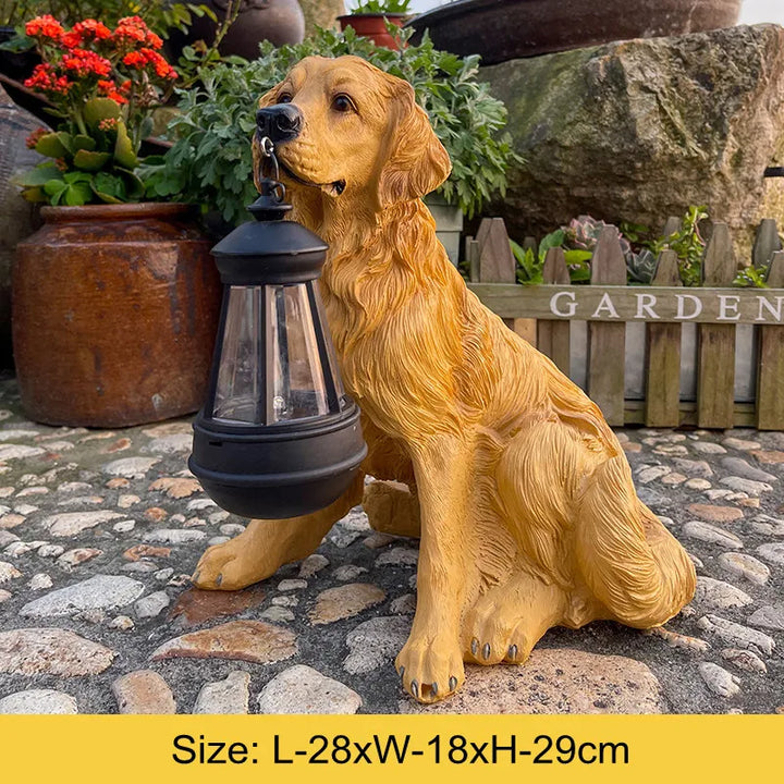 Solcel-drevet utendørs harpiks hundestatue lampe | Luvikno