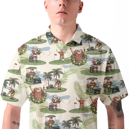 Luvik | Miesten Beige Santa Golf pelaava Polo Paidat joulugolf