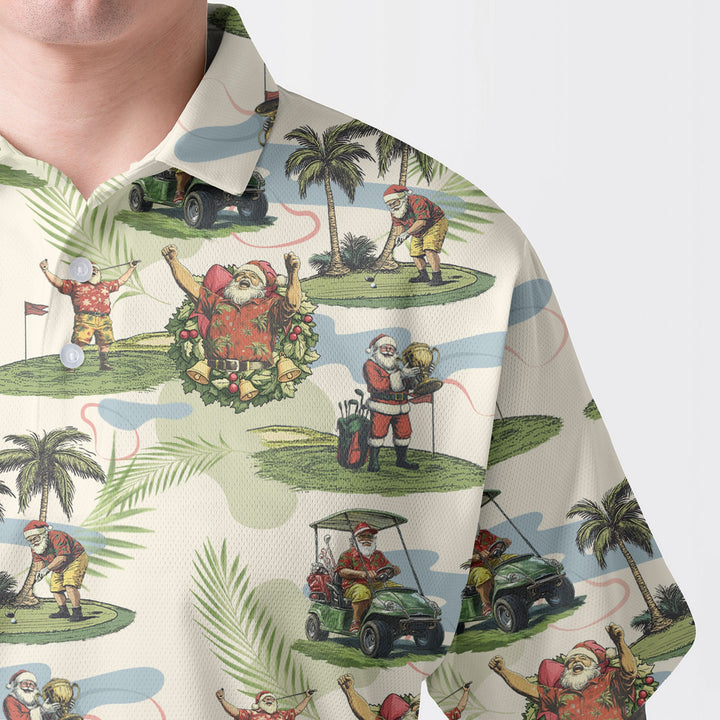 Luvik | Herre Beige Santa Golf spillende Polo Skjorter julegolf