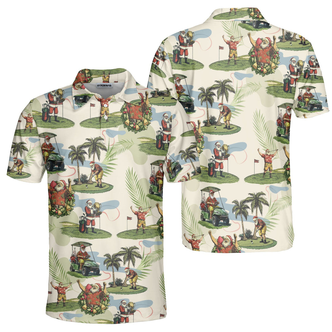 Luvik | Herre Beige Santa Golf spillende Polo Skjorter julegolf