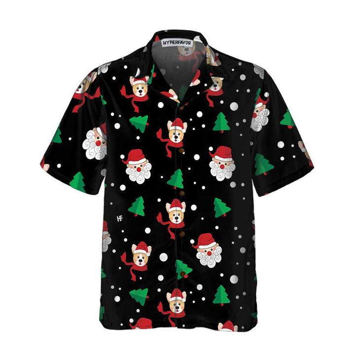 Luvik | Hawaii-t-skjorte Julenisse & Corgi, julens morsomme Corgi-t-skjorte, beste julegaveide