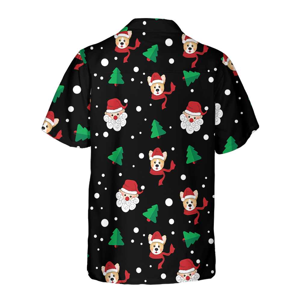 Luvik | Hawaii-t-skjorte Julenisse & Corgi, julens morsomme Corgi-t-skjorte, beste julegaveide