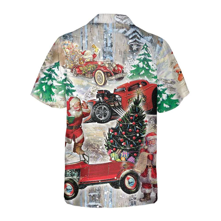 Luvik | Julemann & Han Hot Rod Julegenser, Morsom Julemanns Hawaii-skjorte for Menn