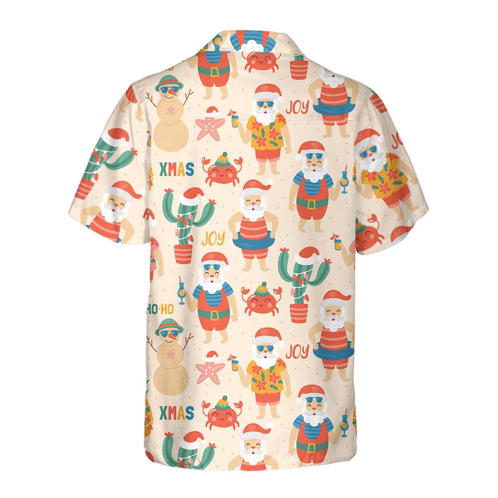 Luvik | Julemann Hawaiian-skjorte på stranden, morsom julemann-skjorte, gave til jul
