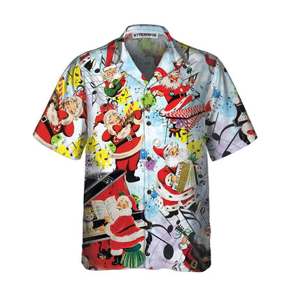 Luvik | Santa Musik Jouluna Hawaii-paita, Hauska joulupaita, Lahja jouluksi