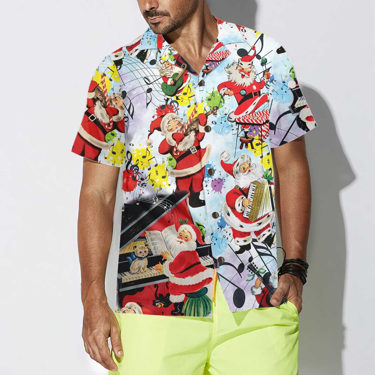 Luvik | Santa Musik Jouluna Hawaii-paita, Hauska joulupaita, Lahja jouluksi