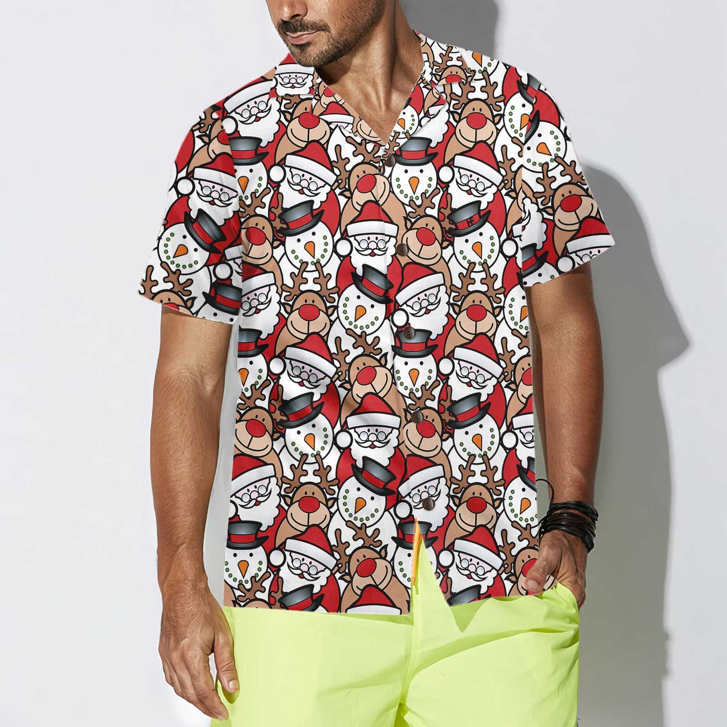 Luvik | Santa Poron ja Lumimiehen Hawaijipaita, Hauska joulupaita miehille, Paras joululahjaidea