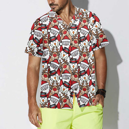 Luvik | Santa Poron ja Lumimiehen Hawaijipaita, Hauska joulupaita miehille, Paras joululahjaidea