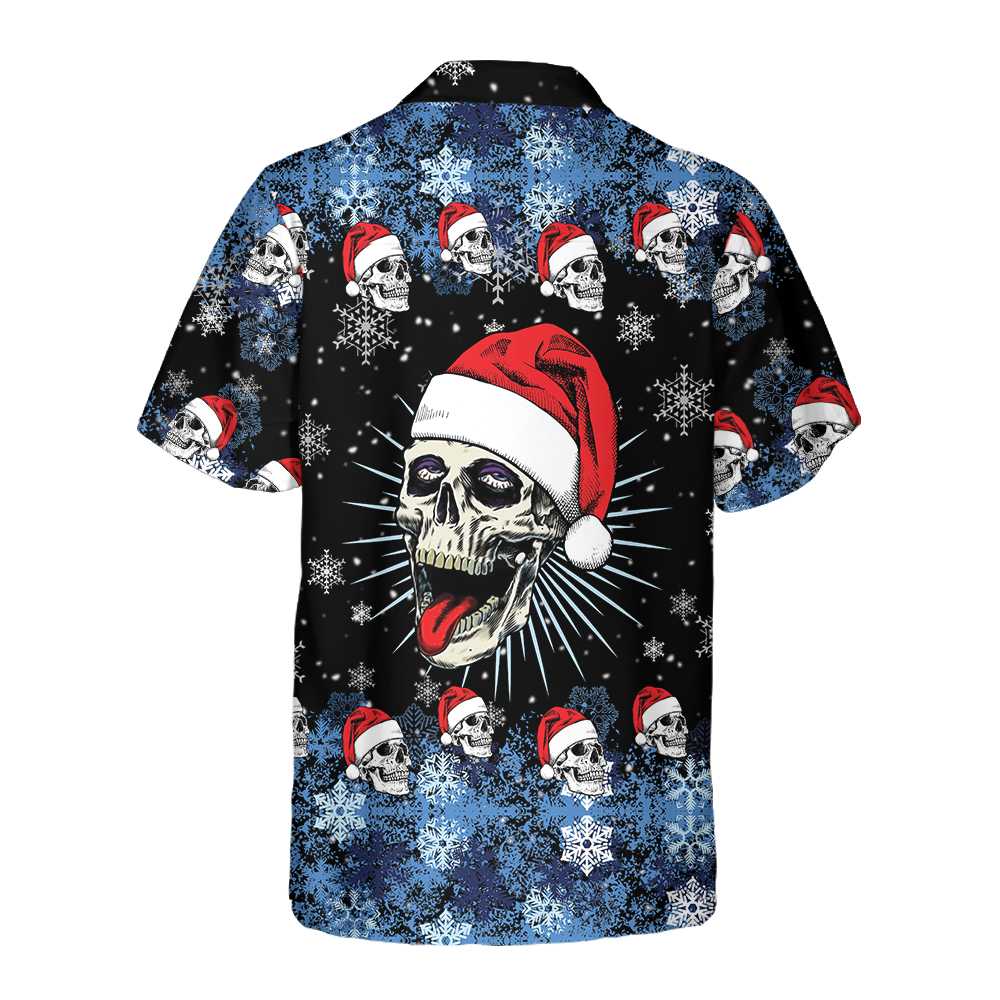 Luvik | Hawaii-skjorte Santa Skull & snøfnugg, morsom julehodeskalle t-skjorte, beste julegaveidé