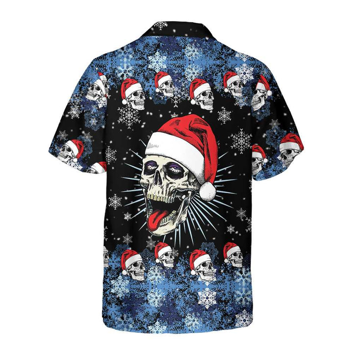 Luvik | Hawaii-skjorte Santa Skull & snøfnugg, morsom julehodeskalle t-skjorte, beste julegaveidé