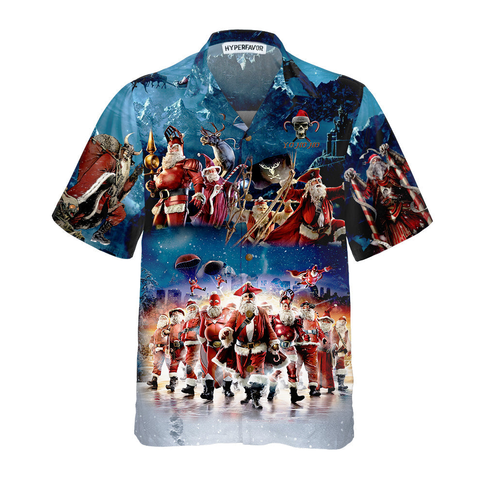 Luvik | Santa Squad Hawaii-shirt Morsom julenisse, juleskjorte for menn