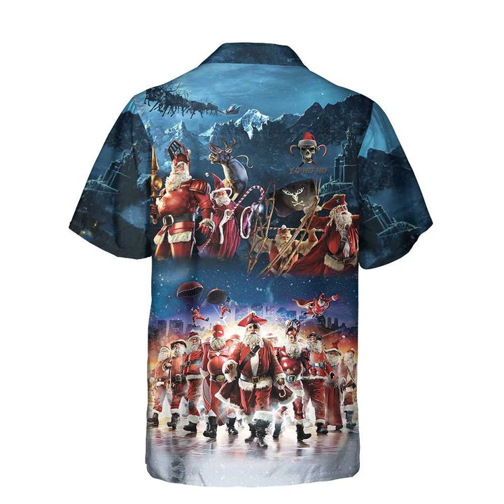 Luvik | Santa Squad Hawaii-shirt Morsom julenisse, juleskjorte for menn