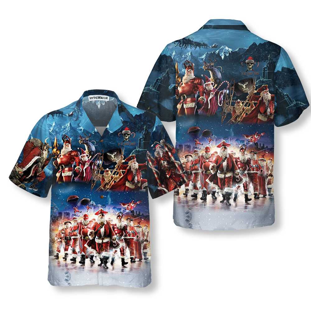 Luvik | Santa Squad Hawaii-shirt Morsom julenisse, juleskjorte for menn
