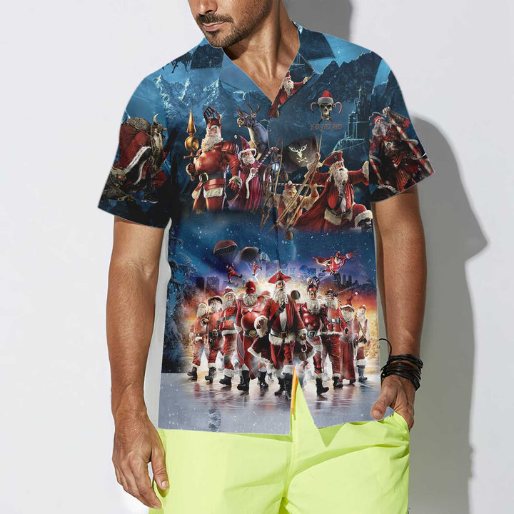 Luvik | Santa Squad Hawaii-shirt Morsom julenisse, juleskjorte for menn