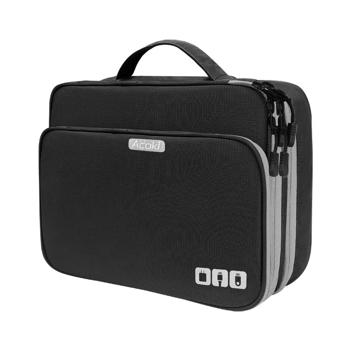 Luvikno | Elektronikk Organisator TECHNIVO LayerPro | 3-Lags Kabelpose | Vanntett & Stor Volum | For iPad, Ladere & Tilbehør