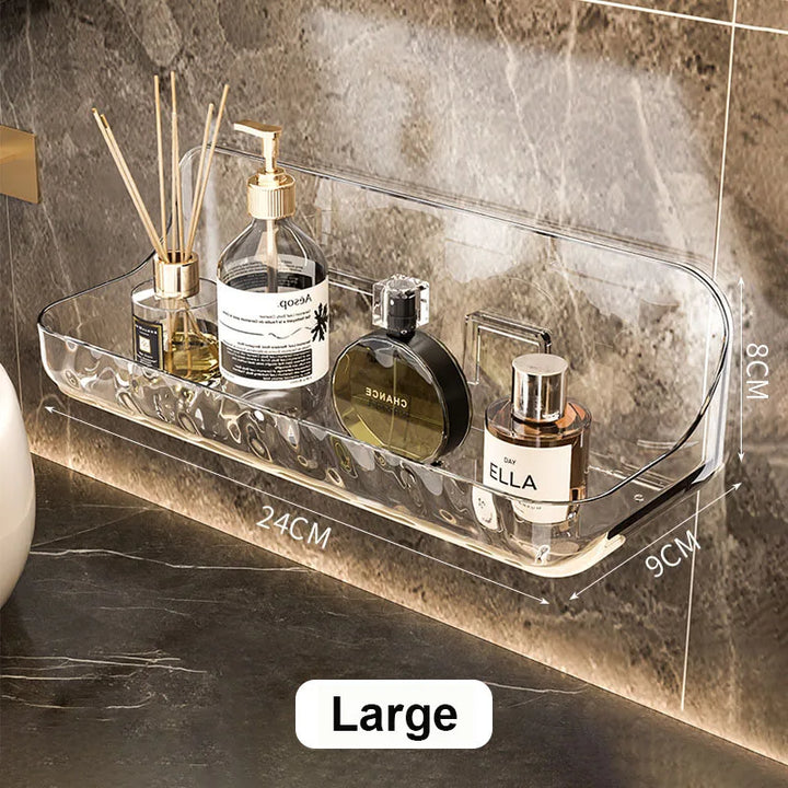 Luvikno | Clario WallClear Vegghylle Gjennomsiktig | Akrilhylde Uten Boring | For Bad & Kjøkken | Sterk Adhesjon & Avtakbar