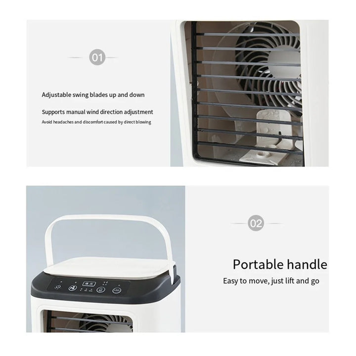 USB Bærbar Mini Air Conditioner Vifte – 3-Hastighets Skrivebords Kjølevifte med LED Nattlys, Luftkjøler for Hjemmet, Kontoret og Camping | Luvikno