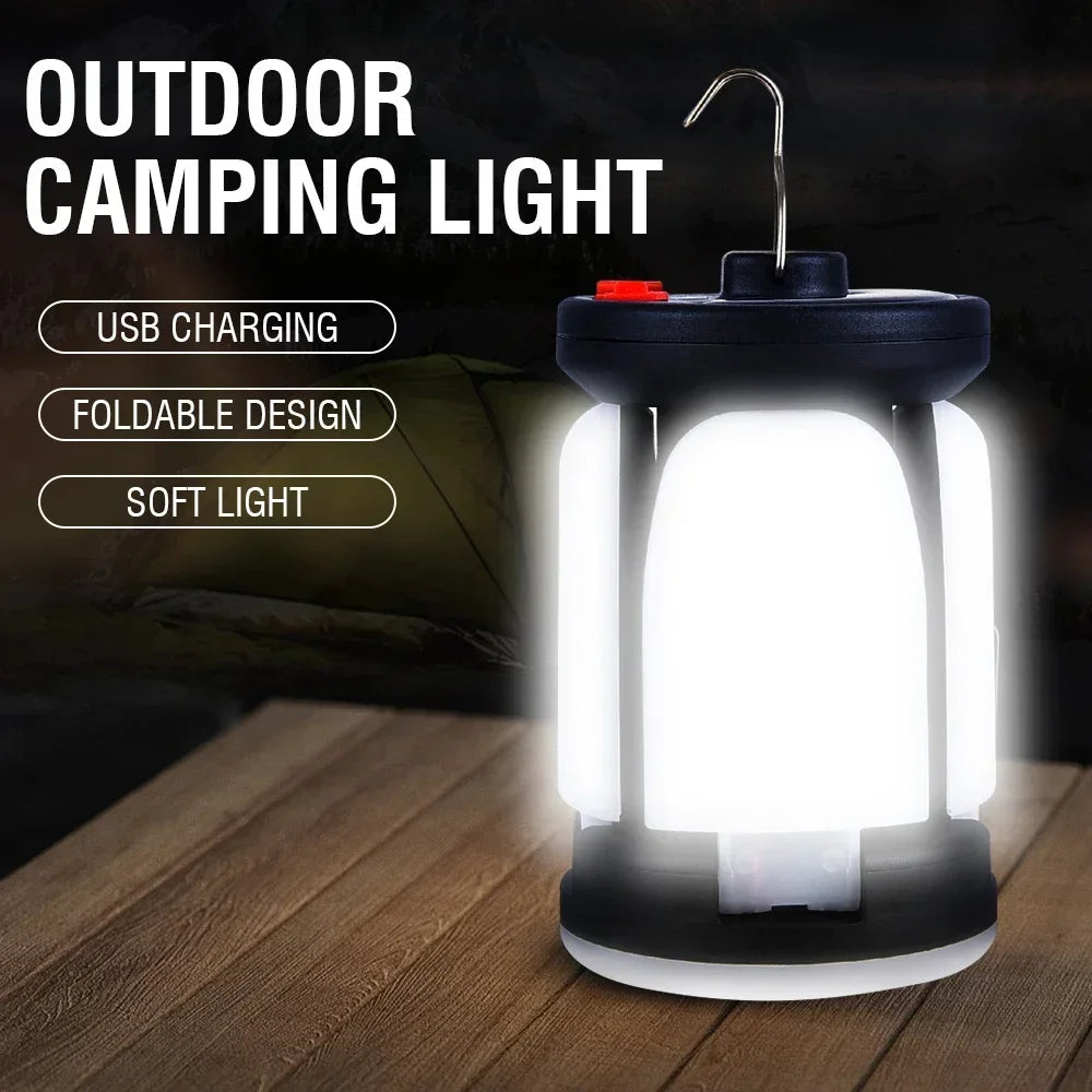 Luvikno | LUMALITE Solcelle Campinglampe | USB & Solenergi Lading | 6 Lysmoduser | Sammenleggbar & Power Bank – 1000 Lumen