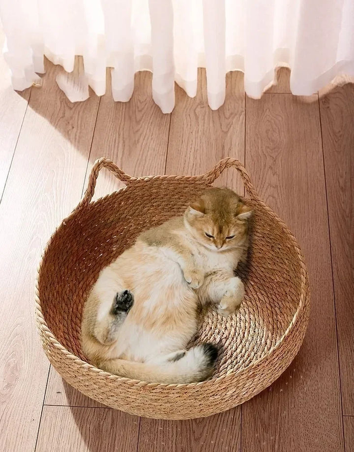 Rattan kattekurv håndlaget & vaskbar Luvikno
