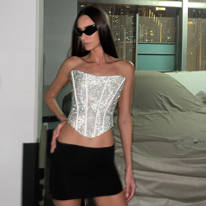 Luvik | Korsett Off-Shoulder Glitrende topp