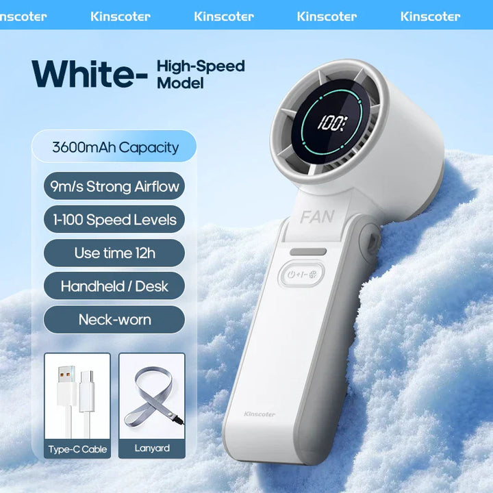 Luvikno | CoolityGo Håndholdt Vifte med Is-Kjøleteknologi | 100 Hastighetsnivåer | 3600mAh Batteri | Sammenleggbar & Ultraluftig
