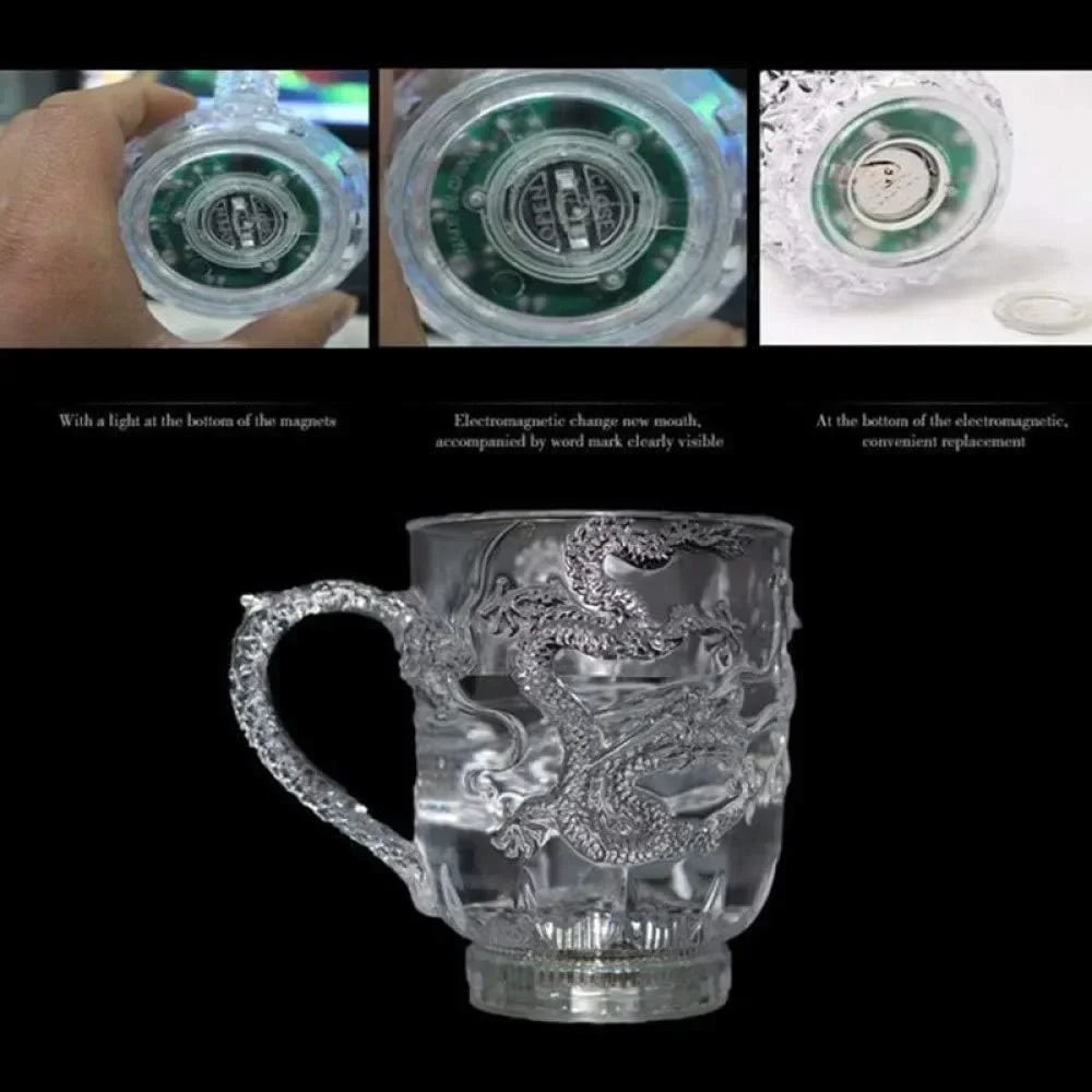Luvikno | 1 stykke fargeforandrende luminescerende LED dragekrus vannaktiverte lys øl kaffe melk te vin whiskey bar kopp reise kreativ gave