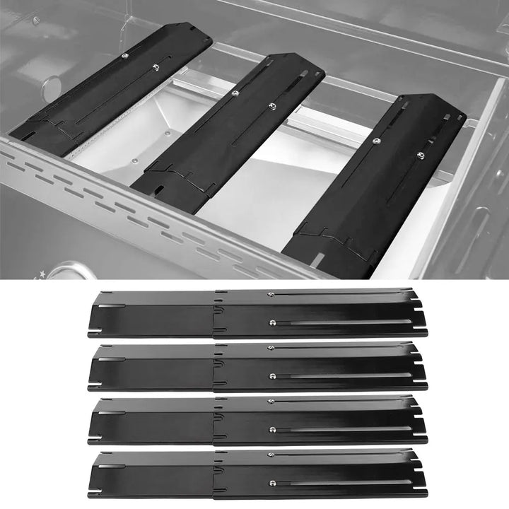Luvikno | Grill skjold Justerbart varmebeskyttelse for gassgriller | Erstatnings termiske plater laget av emalje | 2/4 par sett | Universelt justerbart 30–56 cm