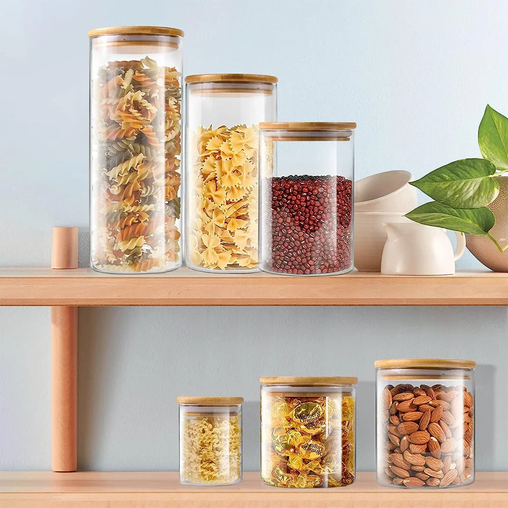 PureVorrat Glass Container Set – Oppbevaringskrukker med Trellokk | Tett og Stilfull | Moderne Kjøkkenoppbevaring | Luvikno