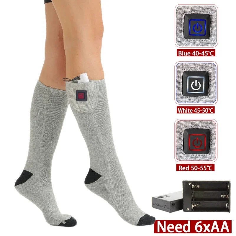 Elektrisk oppvarmede sokker | USB oppvarmede sokker for kvinner og menn | 3 varmeinnstillinger | Ideell for ski, sykling og utendørs | ThermaStep Luvikno