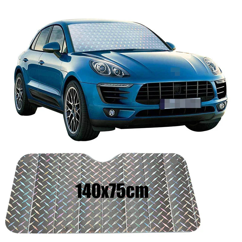 Luvikno | SOLVEX Auto Solskjerm | UV-beskyttelse & Varmebeskyttelse for Front- og Bakvinduer | Reflekterende Aluminiumfolie | Universelt Kompatibel