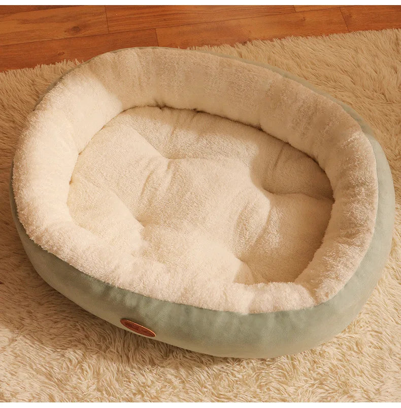 Oval Plush Bed for Dogs & Cats Luvikno