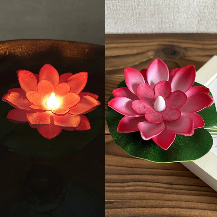 Luvikno | Flytende Lotuslampe LUMILYA | LED Vanntilkobling | Varm hvitt lys | For dam, hage og fester