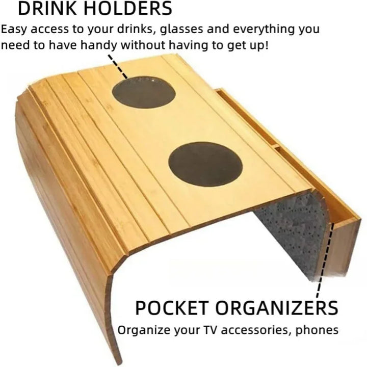 Minimalist Bamboo Sofa Armrest Organizer | Luvikno