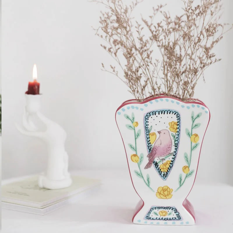 Vintage Illustrasjon Keramikk Vase | Luvikno