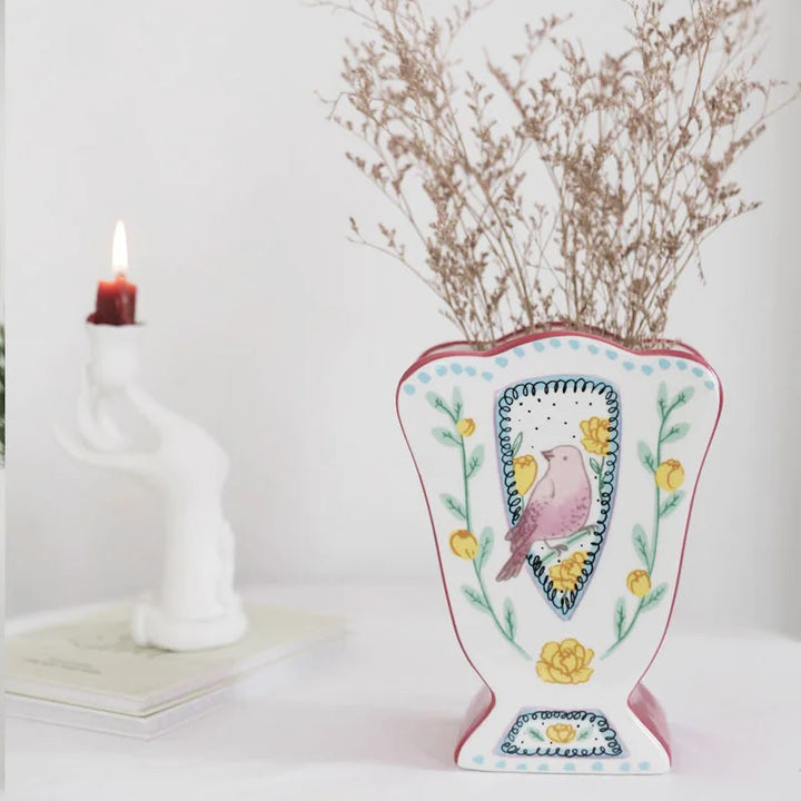 Vintage Illustrasjon Keramikk Vase | Luvikno