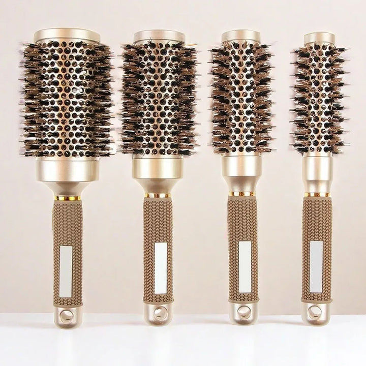 Luvikno | Rund penselsett GLOSSENTA | Ioner-keramikk & Villsvinbust | Anti-frizz & Volum | 25–53 mm Ø