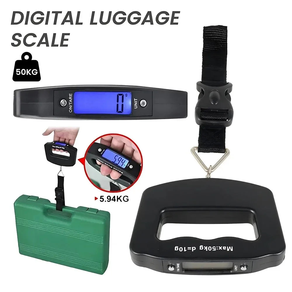 Luvikno | WeighLite Digital Bagasjevekt | LCD Display med Bakgrunnsbelysning | Opptil 50 kg | Portable & Presis | For Reise & Bagasje