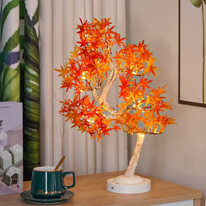 LED Maple Leaf Bonsai Tree Night Light – Dekorativ Bordlampe for Stue og Soverom | Luvikno